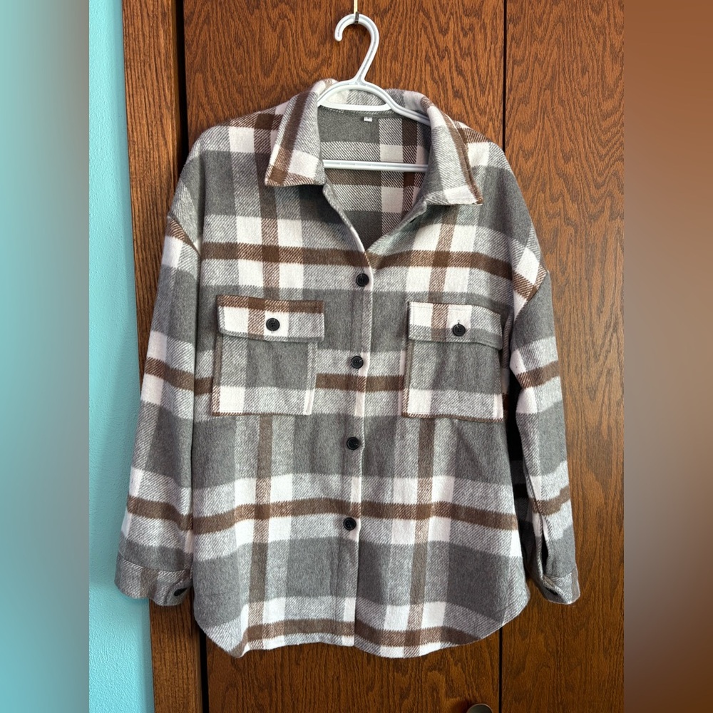 Plaid Women's Jacket in Gray and Brown